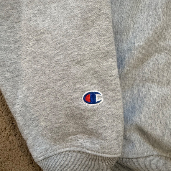 Vtg Champion Reverse Weave Womens Sweatshirt Gray Double Snap Collar Hooded M - Picture 10 of 12